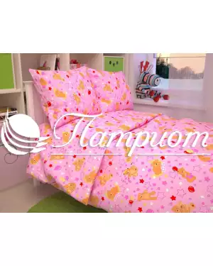 КПБ детский Мишки, розовый, бязь 125 г/м² 350-3